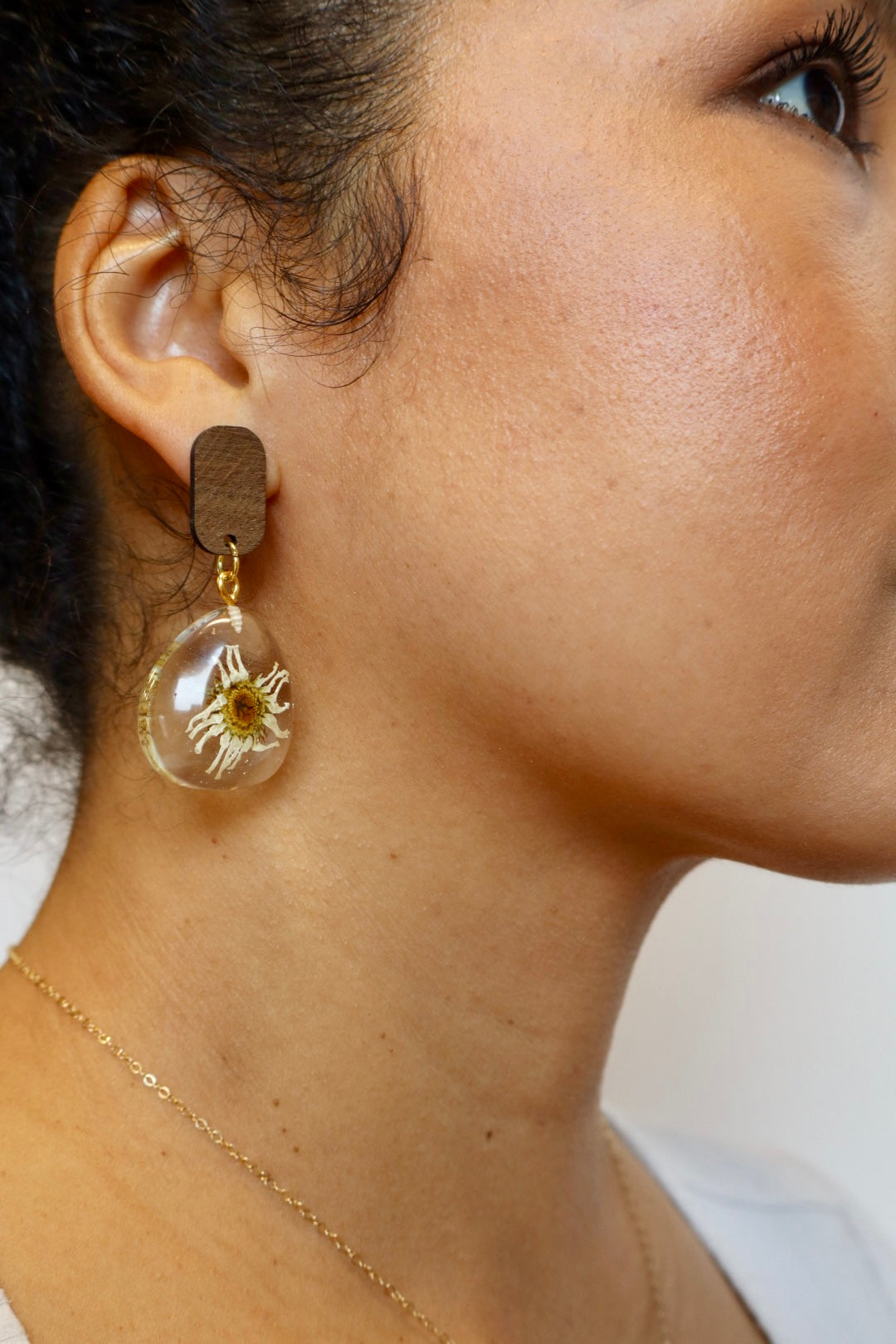 Sunflower & Daisy - Wood Floral Earrings - Mixmatch