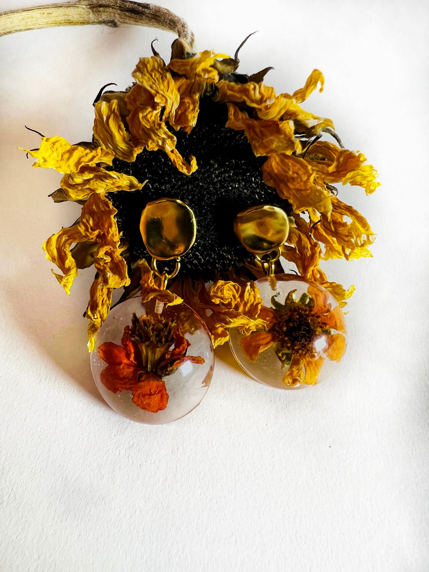 Sunflower & Marigold Floral Earrings - Mixmatch II