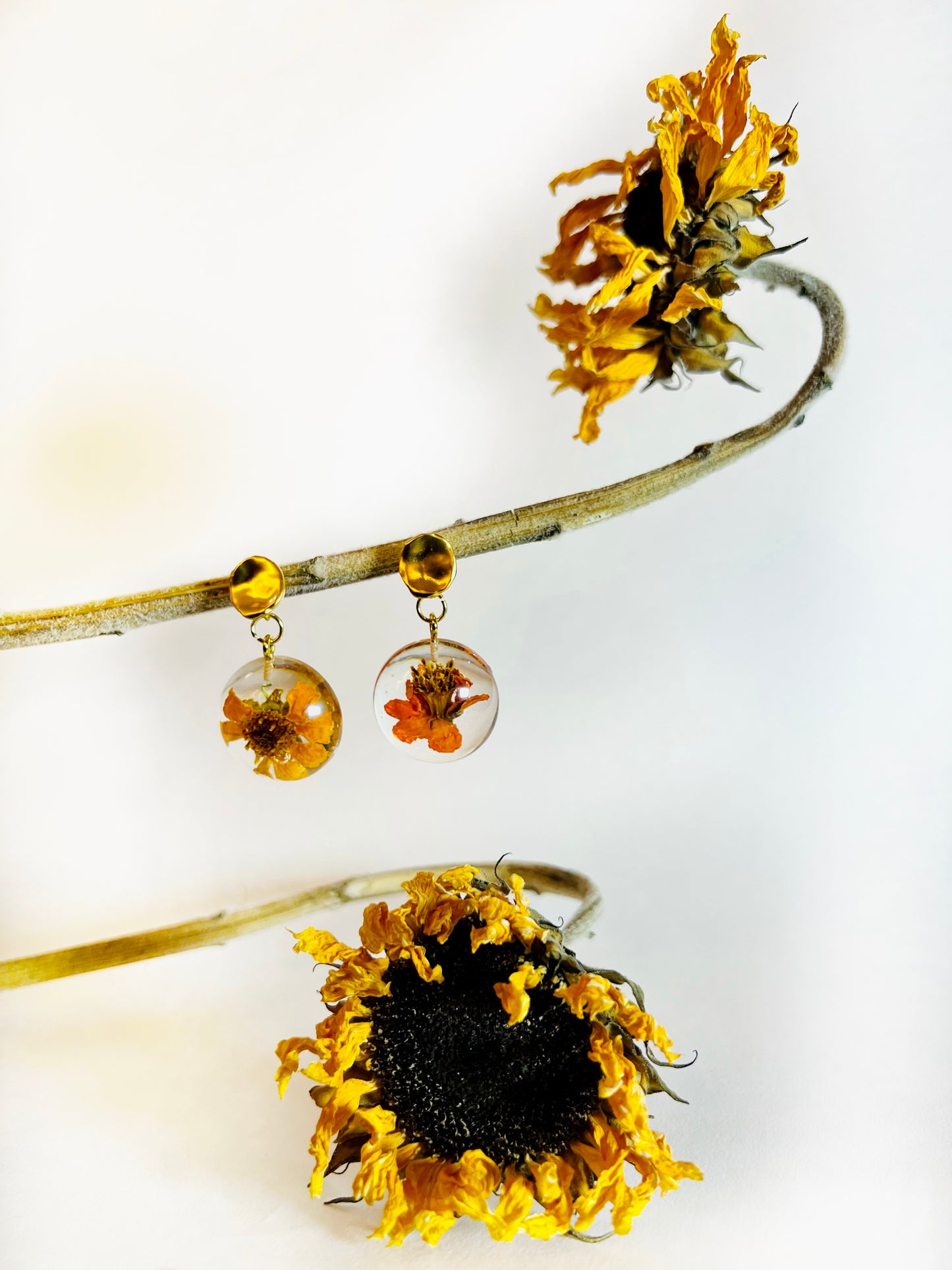 Sunflower & Marigold Floral Earrings - Mixmatch II