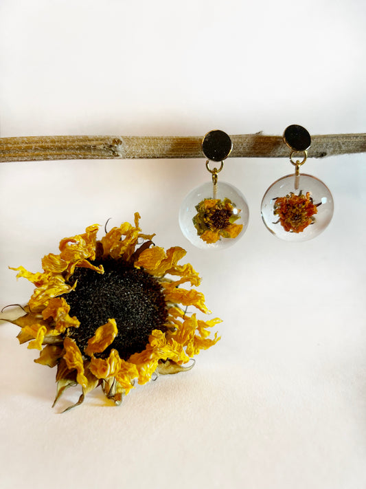 Sunflower & Marigold Floral Earrings - Mixmatch