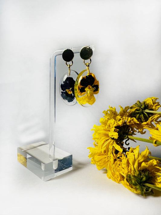 Pansy Floral Earrings - Mixmatch Oval II